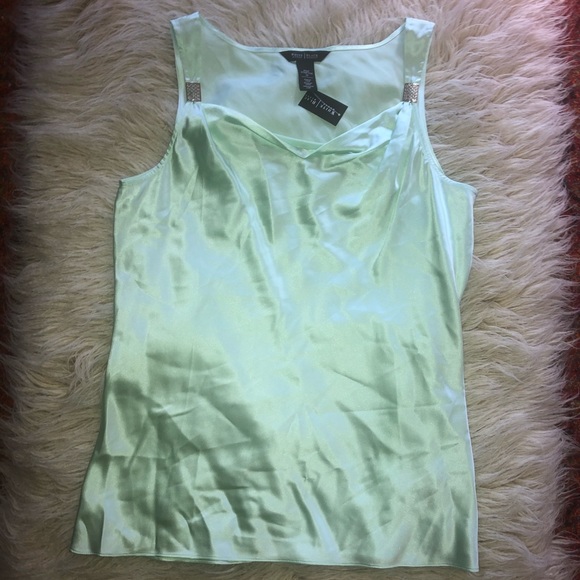 White House Black Market Tops - WHITE HOUSE BLACK MARKET green silk tank (M)